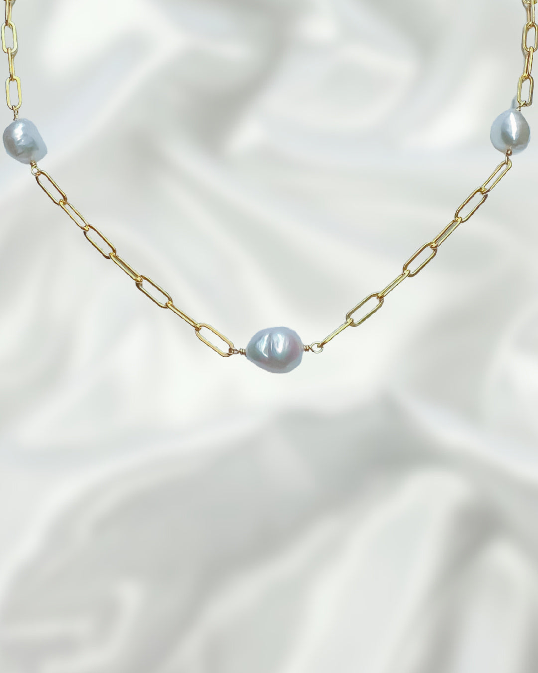14k Gold Filled Paperclip Necklace with Pearl – Kamo by Kary